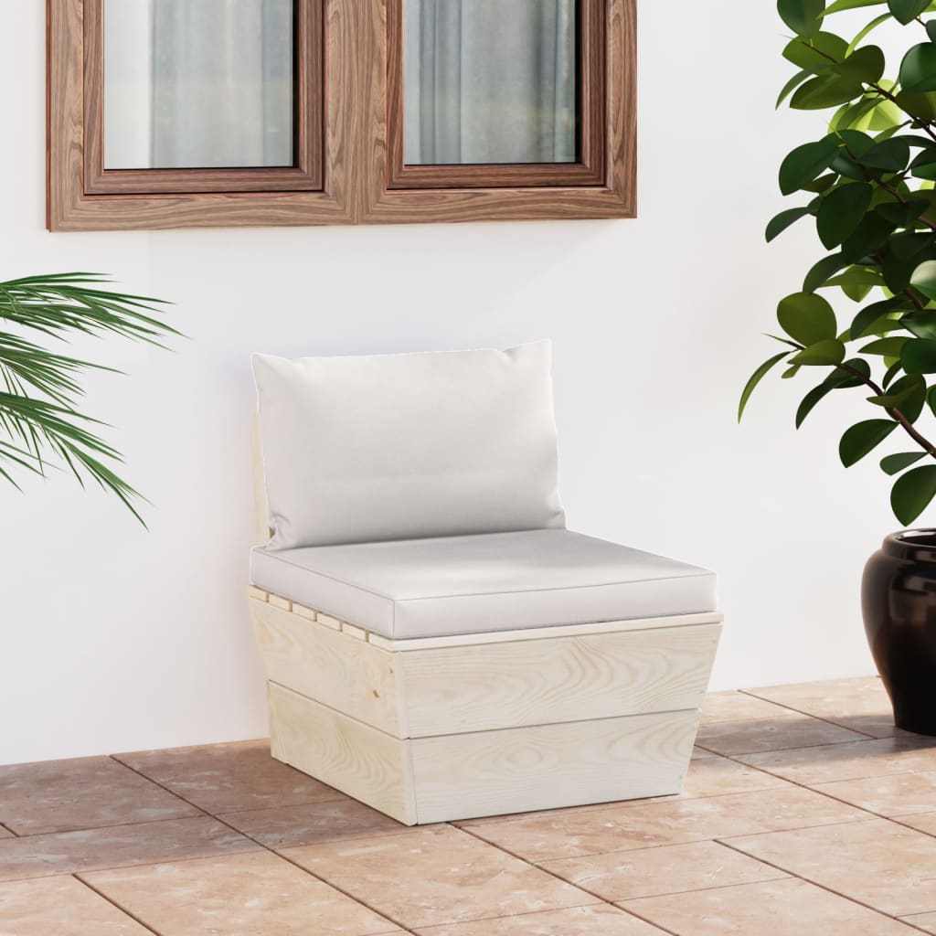 vidaXL Canapea de grădină din paleți, de mijloc, cu perne, lemn molid de la vidaxl imagine noua