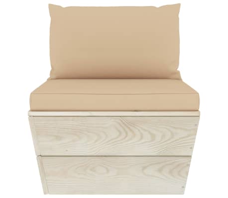 vidaXL Ogrodowa sofa środkowa z palet, poduszki, impregnowany świerk