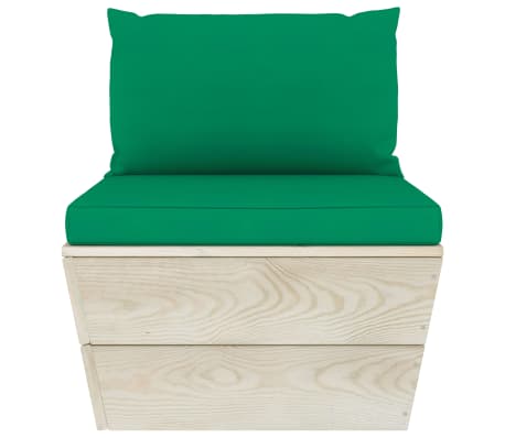 vidaXL Garten-Paletten-Mittelsofa mit Kissen Impr&auml;gniertes Fichtenholz