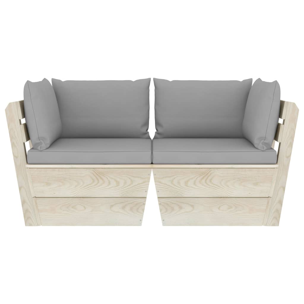 Ogrodowa sofa 2-osobowa z paletami, szary kolor