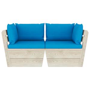 vidaXL Vrtni kavč dvosed iz palet z blazinami smrekovina