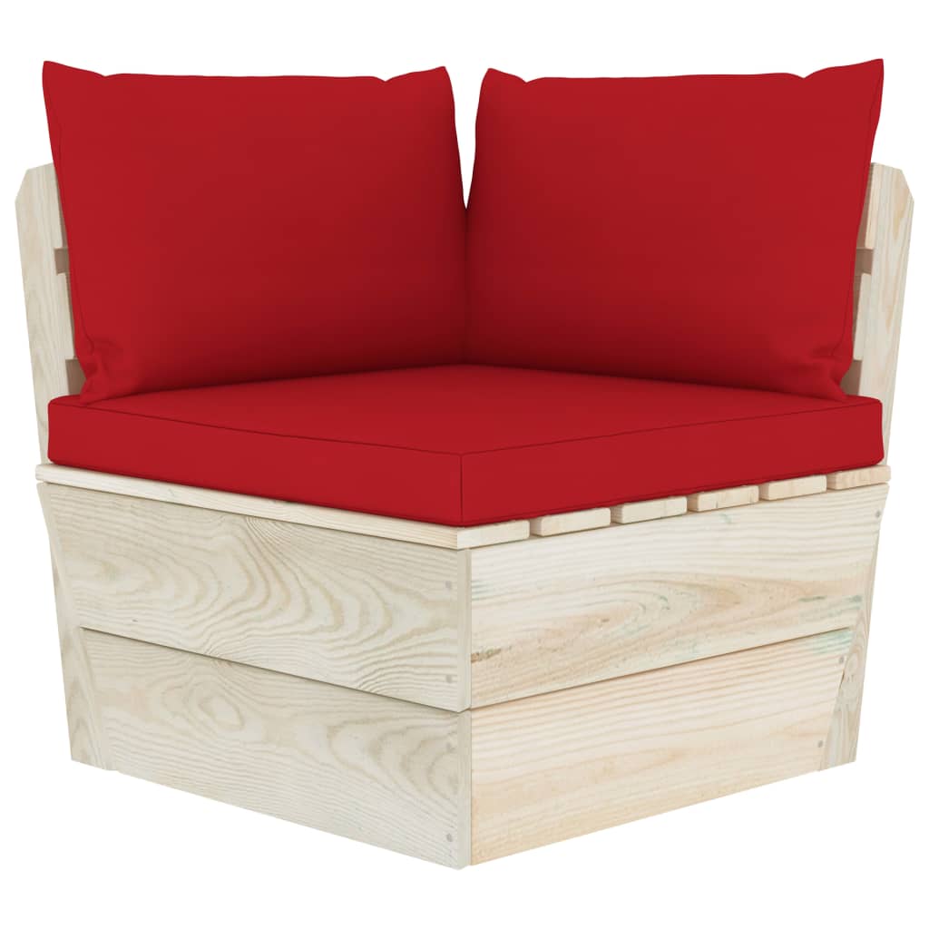 Sofa ogrodowa 2-osobowa z paletami, czerwona, 60x60x65 cm