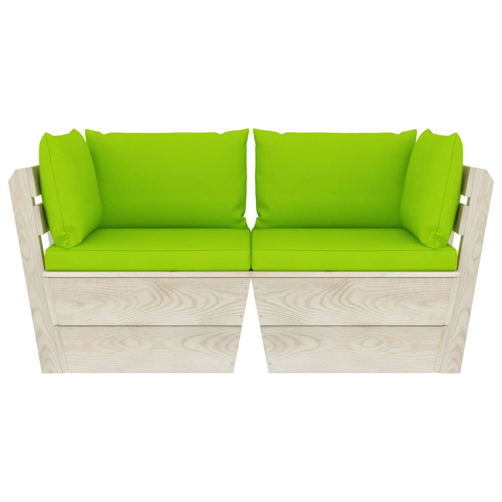 Garten-Palettensofa 2-Sitzer mit Kissen Fichtenholz kaufen 3