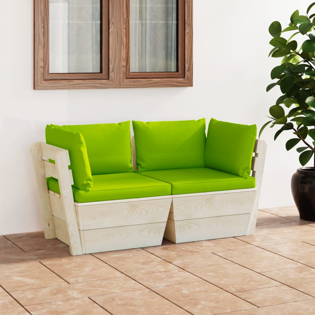 Garten-Palettensofa 2-Sitzer mit Kissen Fichtenholz kaufen