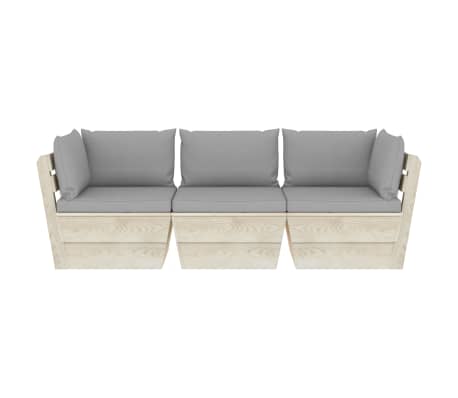 vidaXL Garden 3-Seater Pallet Sofa with Cushions Spruce Wood