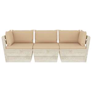 vidaXL Vrtni kavč trosed iz palet z blazinami smrekovina