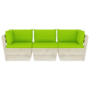 vidaXL Divano da Giardino a 3 Posti su Pallet con Cuscini Legno Abete