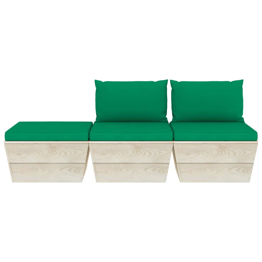 vidaXL Salon de jardin palette 3 pcs avec coussins bois d'épicéa