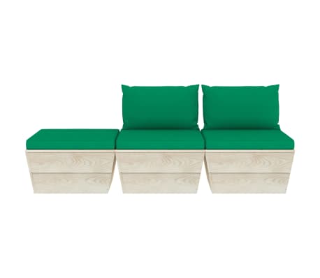 vidaXL Salon de jardin palette 3 pcs avec coussins bois d'épicéa