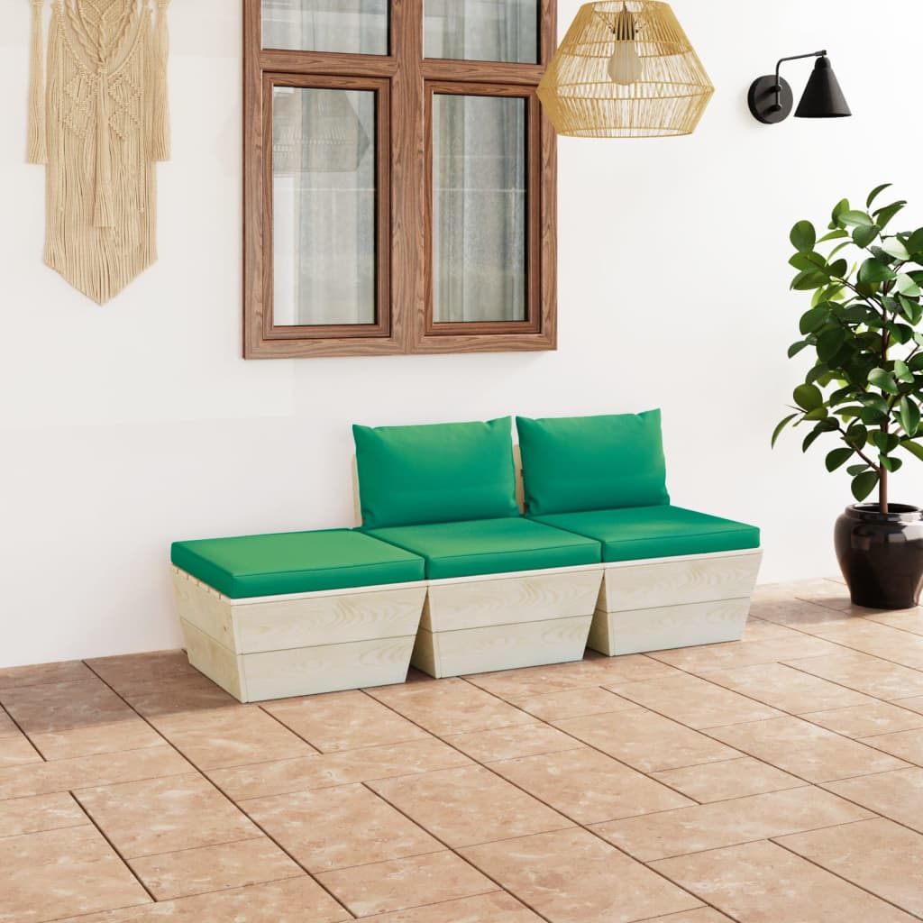 3-tlg. Garten-Sofagarnitur aus Paletten mit Kissen Fichtenholz kaufen