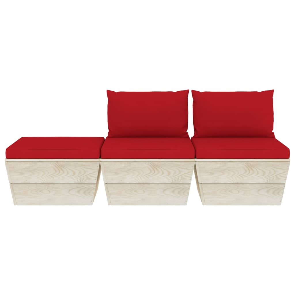 

vidaXL 3-delige Loungeset met kussens pallet vurenhout