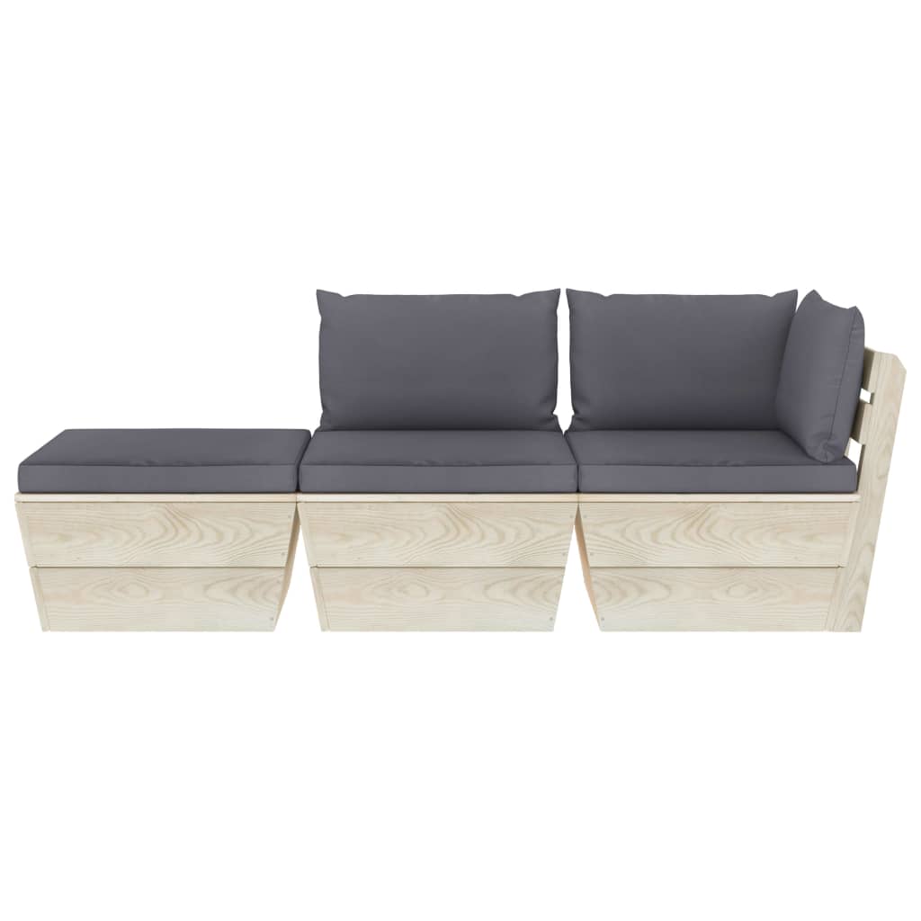 

vidaXL 3-delige Loungeset met kussens pallet vurenhout