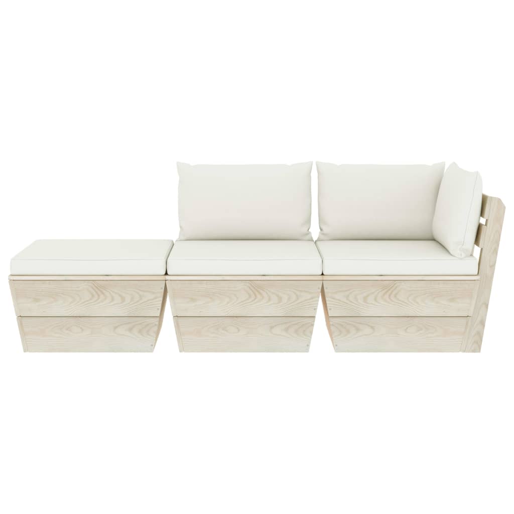 

vidaXL 3-delige Loungeset met kussens pallet vurenhout