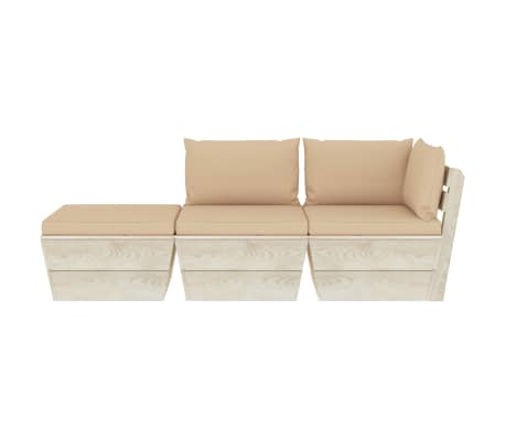 vidaXL Sodo baldų komplektas i&scaron; palečių su pagalvėlėmis, 3 dalių, eglė