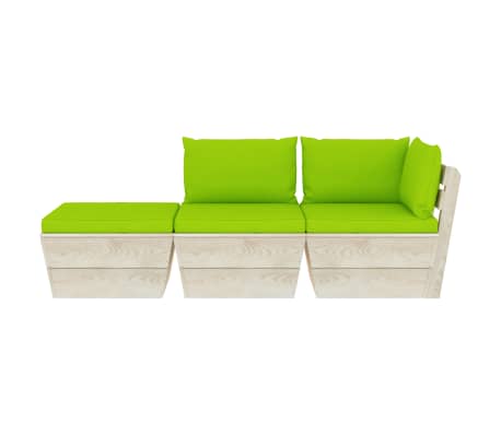 vidaXL 3-delige Loungeset met kussens pallet vurenhout