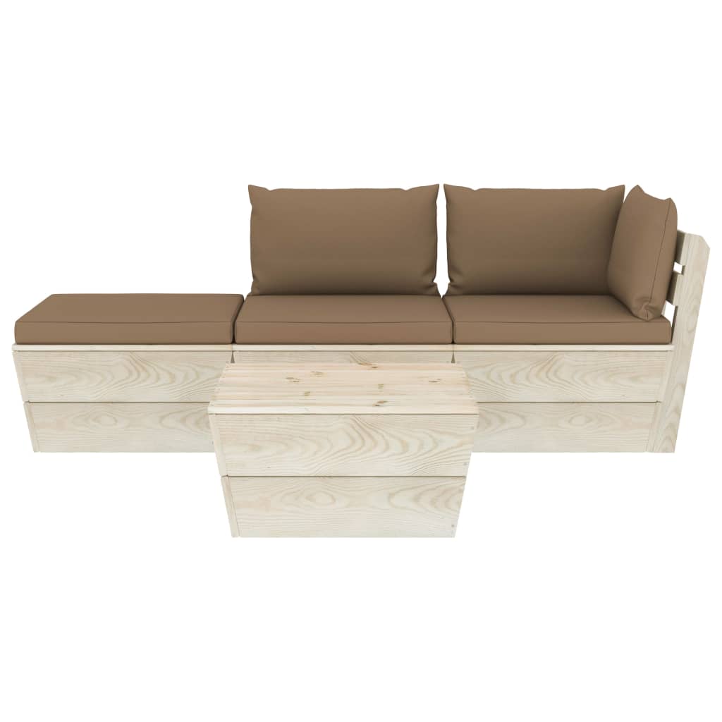 

vidaXL 4-delige Loungeset met kussens pallet vurenhout