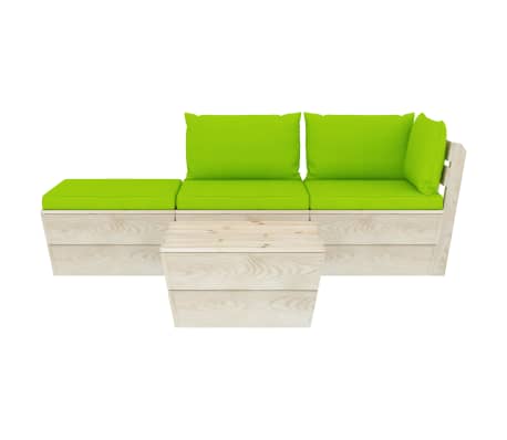 vidaXL Set Divani da Giardino su Pallet 4 pz con Cuscini Legno Abete