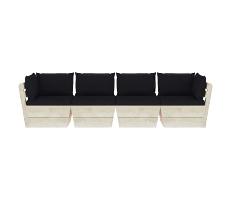 vidaXL Canap&eacute; palette &agrave; 4 places de jardin avec coussins Bois d'&eacute;pic&eacute;a