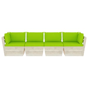 vidaXL 4-osaline kaubaalustest diivan patjadega kuusepuit