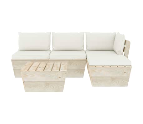 vidaXL 5 r&eacute;szes lucfenyő kerti raklap-b&uacute;torgarnit&uacute;ra p&aacute;rn&aacute;kkal