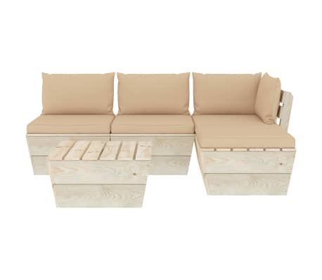 vidaXL Set Divani da Giardino su Pallet 5 pz con Cuscini Legno Abete