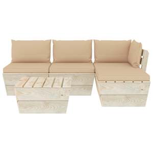 vidaXL Set Divani da Giardino su Pallet 5 pz con Cuscini Legno Abete