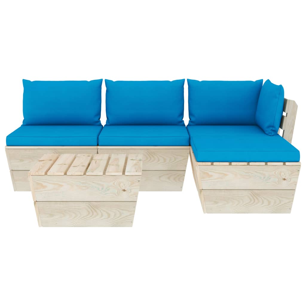 

vidaXL 5-delige Loungeset met kussens pallet vurenhout