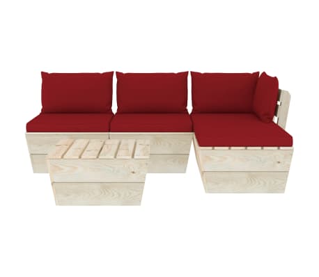 vidaXL 5-cz. zestaw wypoczynkowy z palet, z poduszkami, świerk