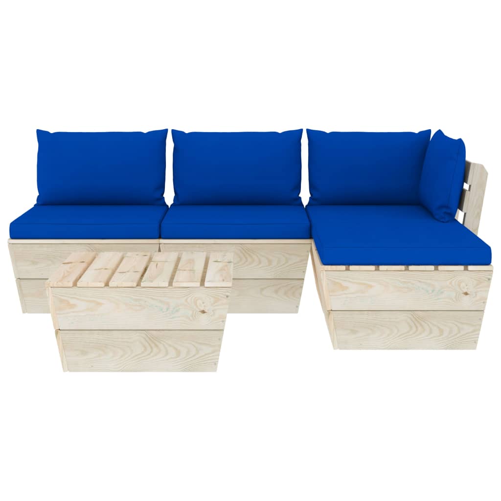 

vidaXL 5-delige Loungeset met kussens pallet vurenhout