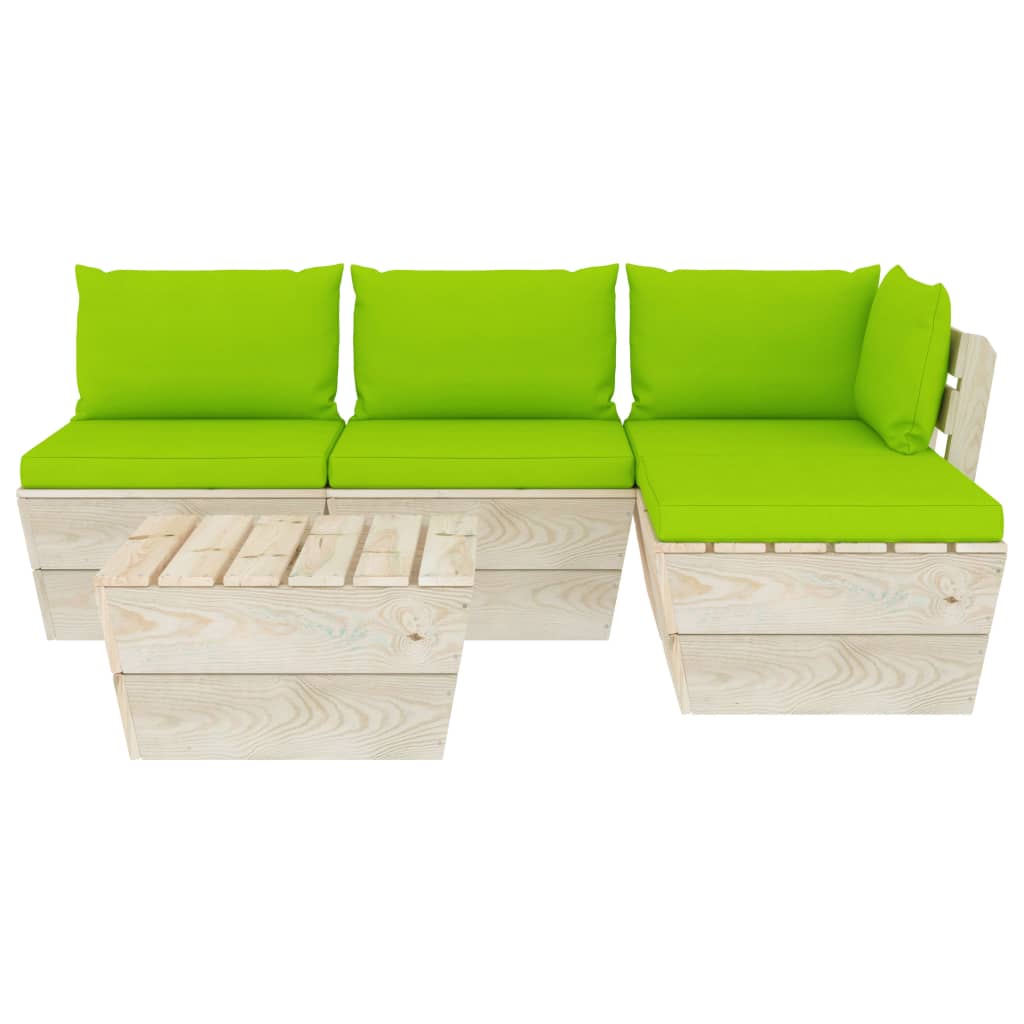 

vidaXL 5-delige Loungeset met kussens pallet vurenhout