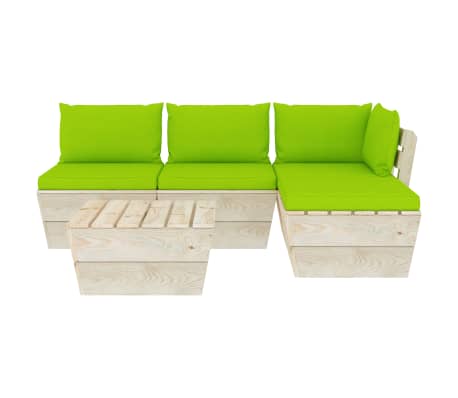 vidaXL Sodo baldų komplektas i&scaron; palečių su pagalvėlėmis, 5 dalių, eglė