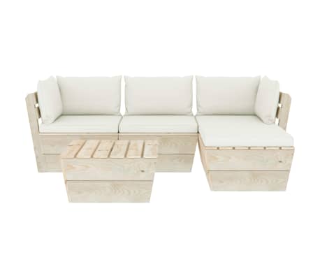 vidaXL Sodo baldų komplektas i&scaron; palečių su pagalvėlėmis, 5 dalių, eglė