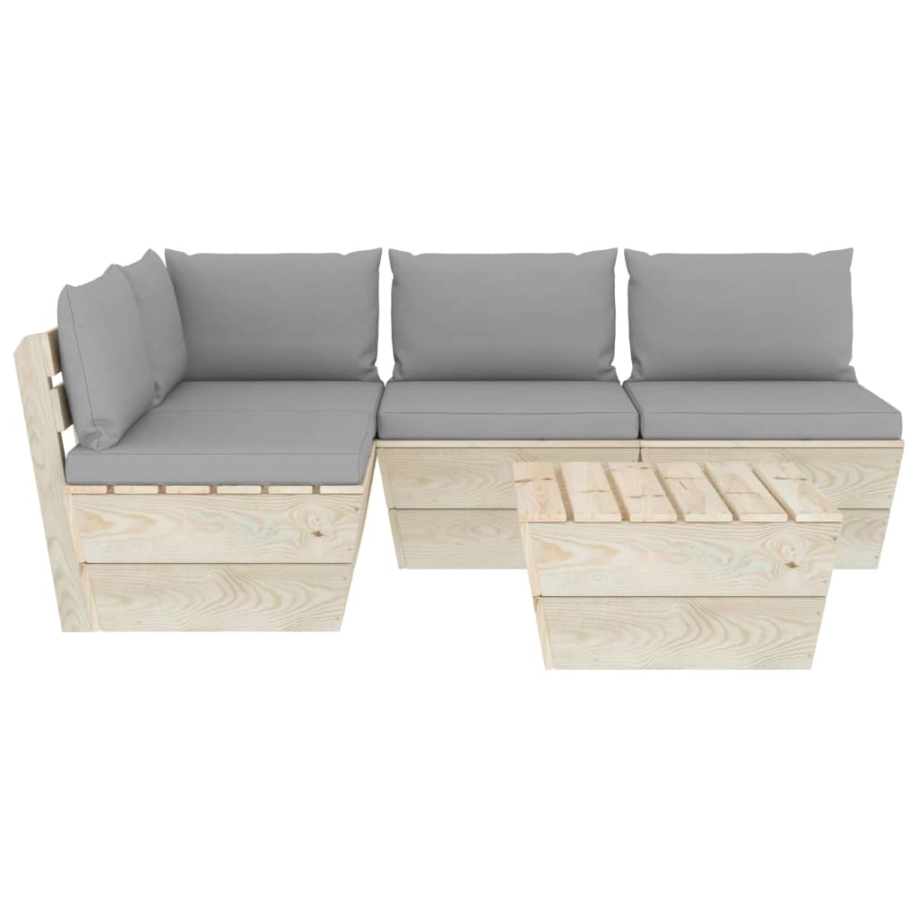 

vidaXL 5-delige Loungeset met kussens pallet vurenhout