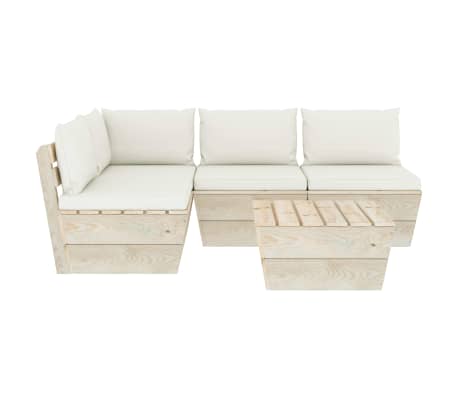 vidaXL Sodo baldų komplektas i&scaron; palečių, 5 dalių, impregnuota eglė