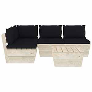 vidaXL Salon de jardin palette 5 pcs avec coussins bois d'&eacute;pic&eacute;a