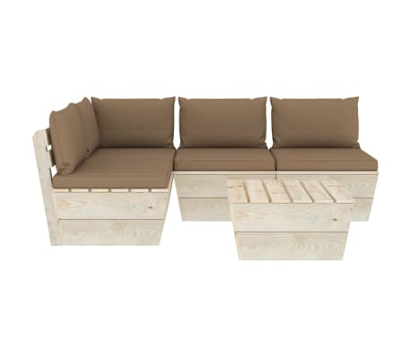 vidaXL Sodo baldų komplektas i&scaron; palečių, 5 dalių, impregnuota eglė