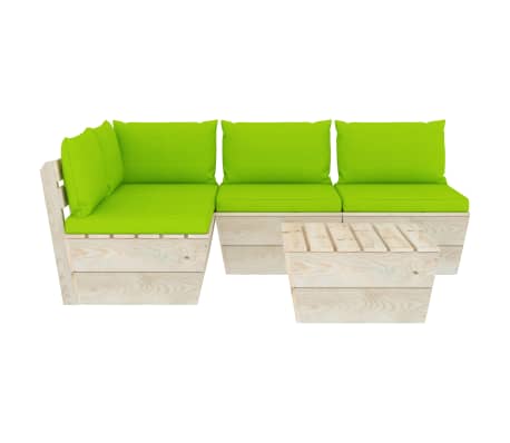 vidaXL Set Divani da Giardino su Pallet 5 pz con Cuscini Legno Abete