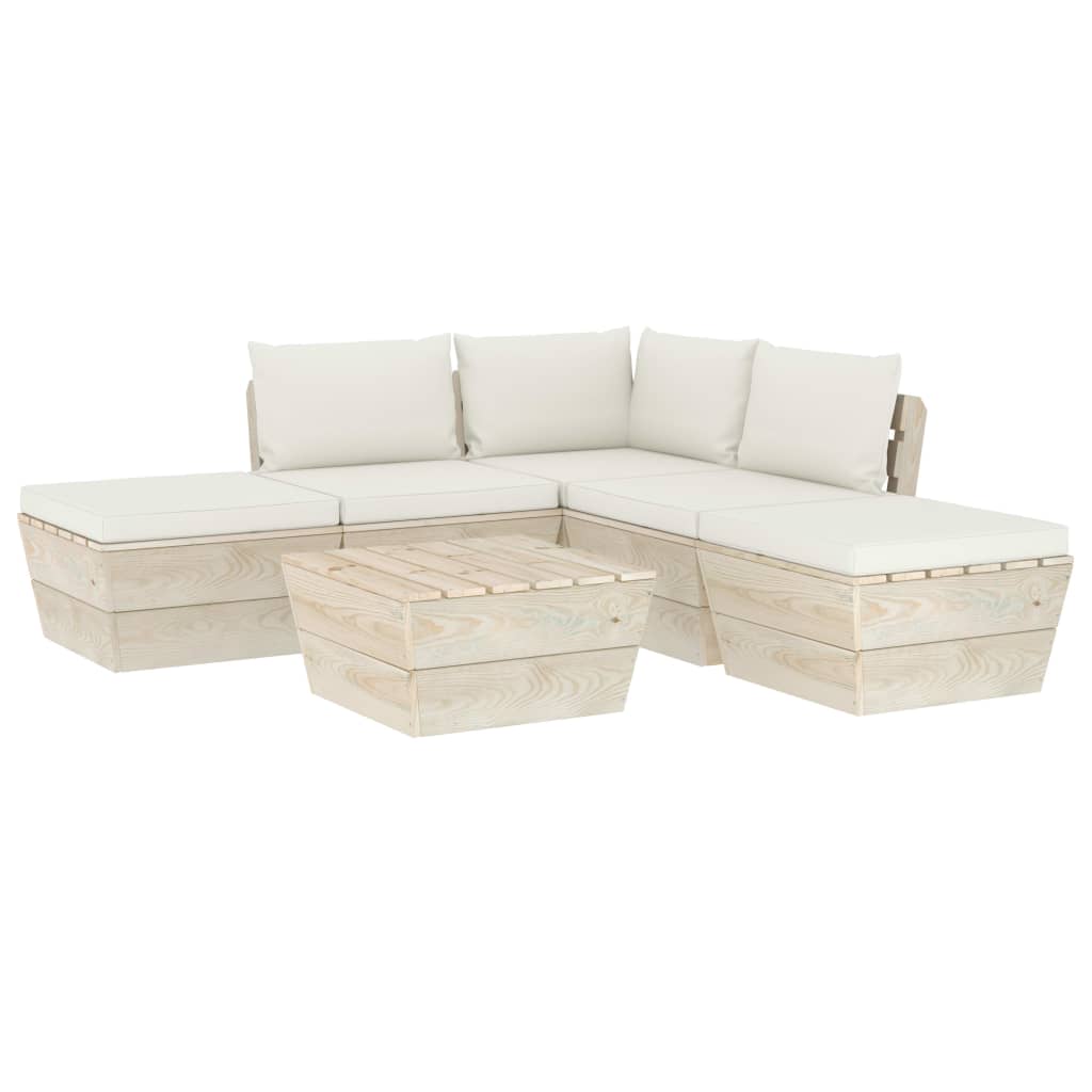 vidaXL 6-delige Loungeset met kussens pallet vurenhout