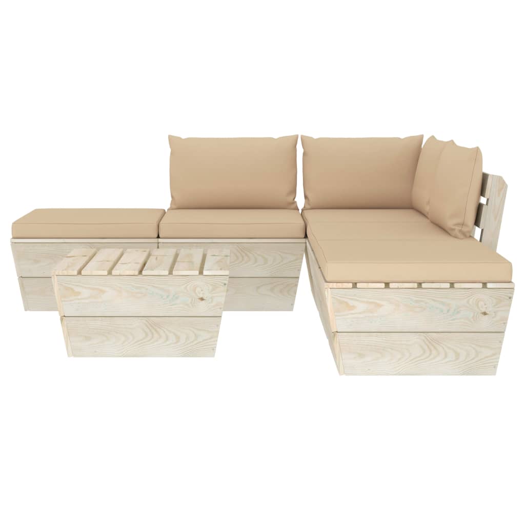 

vidaXL 6-delige Loungeset met kussens pallet vurenhout