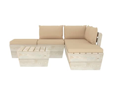 vidaXL Sodo baldų komplektas i&scaron; palečių su pagalvėlėmis, 6 dalių, eglė