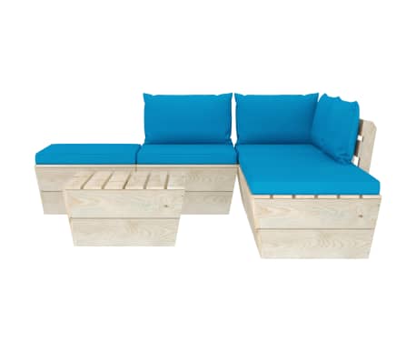 vidaXL Sodo baldų komplektas i&scaron; palečių su pagalvėlėmis, 6 dalių, eglė