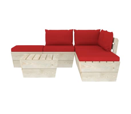 vidaXL 6 r&eacute;szes lucfenyő kerti raklap-b&uacute;torgarnit&uacute;ra p&aacute;rn&aacute;kkal