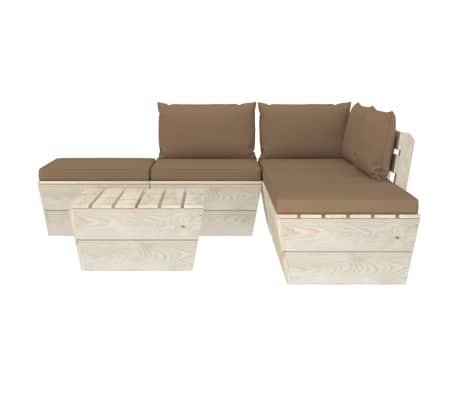 vidaXL Sodo baldų komplektas i&scaron; palečių su pagalvėlėmis, 6 dalių, eglė