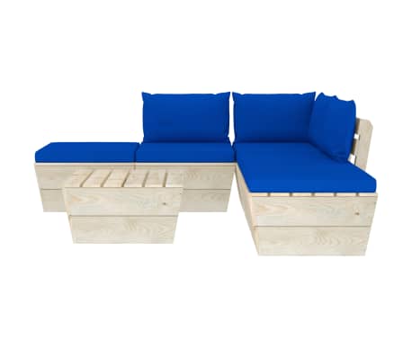 vidaXL Set Divani da Giardino su Pallet 6 pz con Cuscini Legno Abete