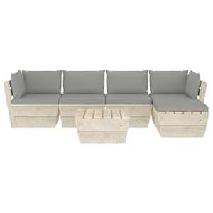 vidaXL Sodo baldų komplektas i&scaron; palečių su pagalvėlėmis, 6 dalių, eglė