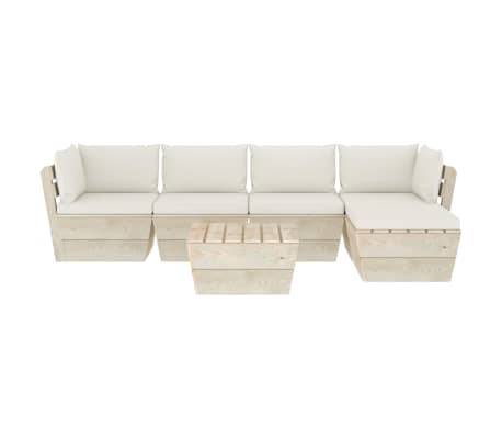 vidaXL Sodo baldų komplektas i&scaron; palečių su pagalvėlėmis, 6 dalių, eglė