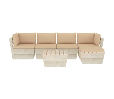 vidaXL Sodo baldų komplektas i&scaron; palečių su pagalvėlėmis, 6 dalių, eglė