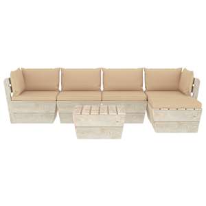 vidaXL Sodo baldų komplektas i&scaron; palečių su pagalvėlėmis, 6 dalių, eglė