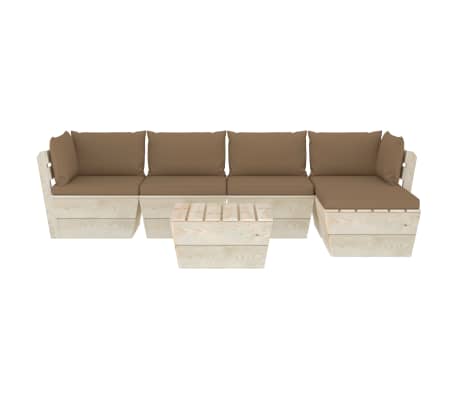 vidaXL Sodo baldų komplektas i&scaron; palečių su pagalvėlėmis, 6 dalių, eglė