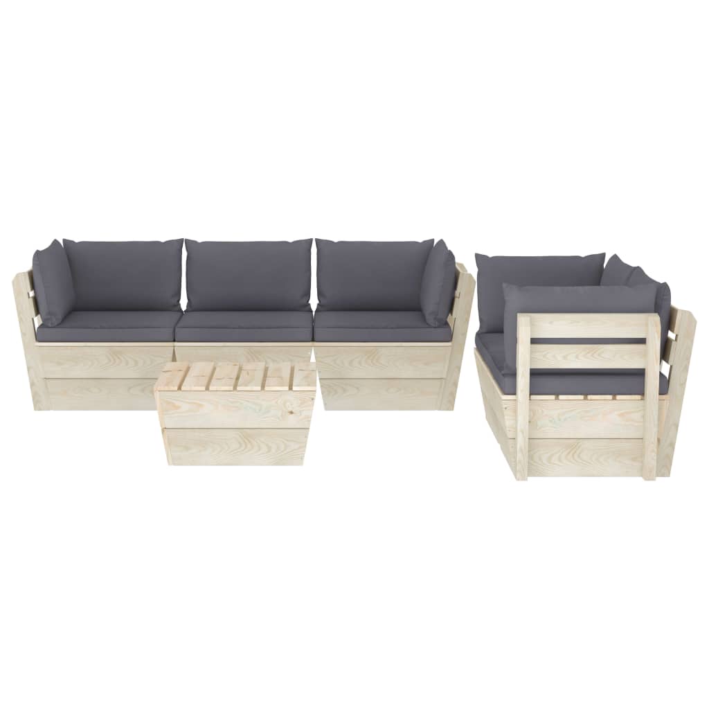 

vidaXL 6-delige Loungeset met kussens pallet vurenhout